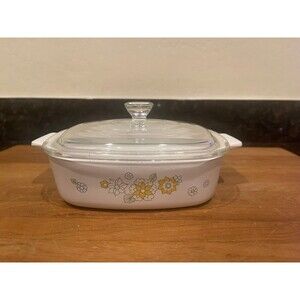 Corning Ware A-1-B Floral Bouquet ląt W/lid Glass